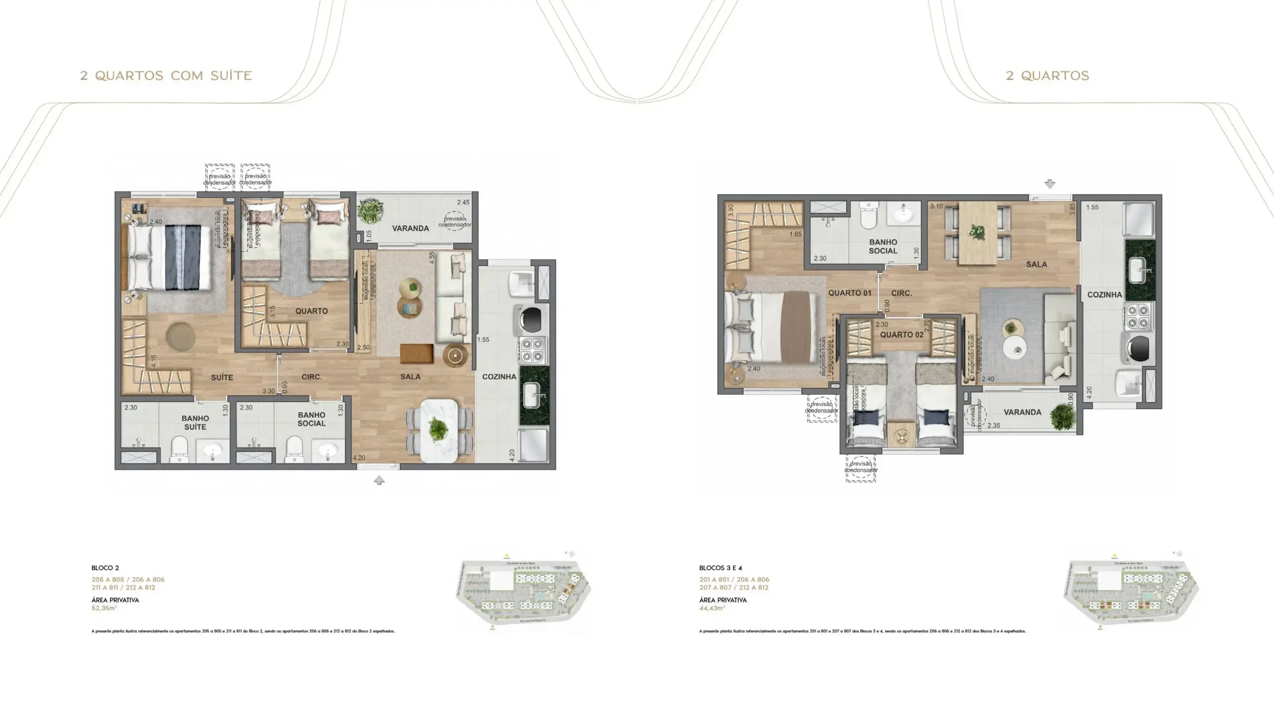 Planta 2 Quartos - Living Wellness Grajaú