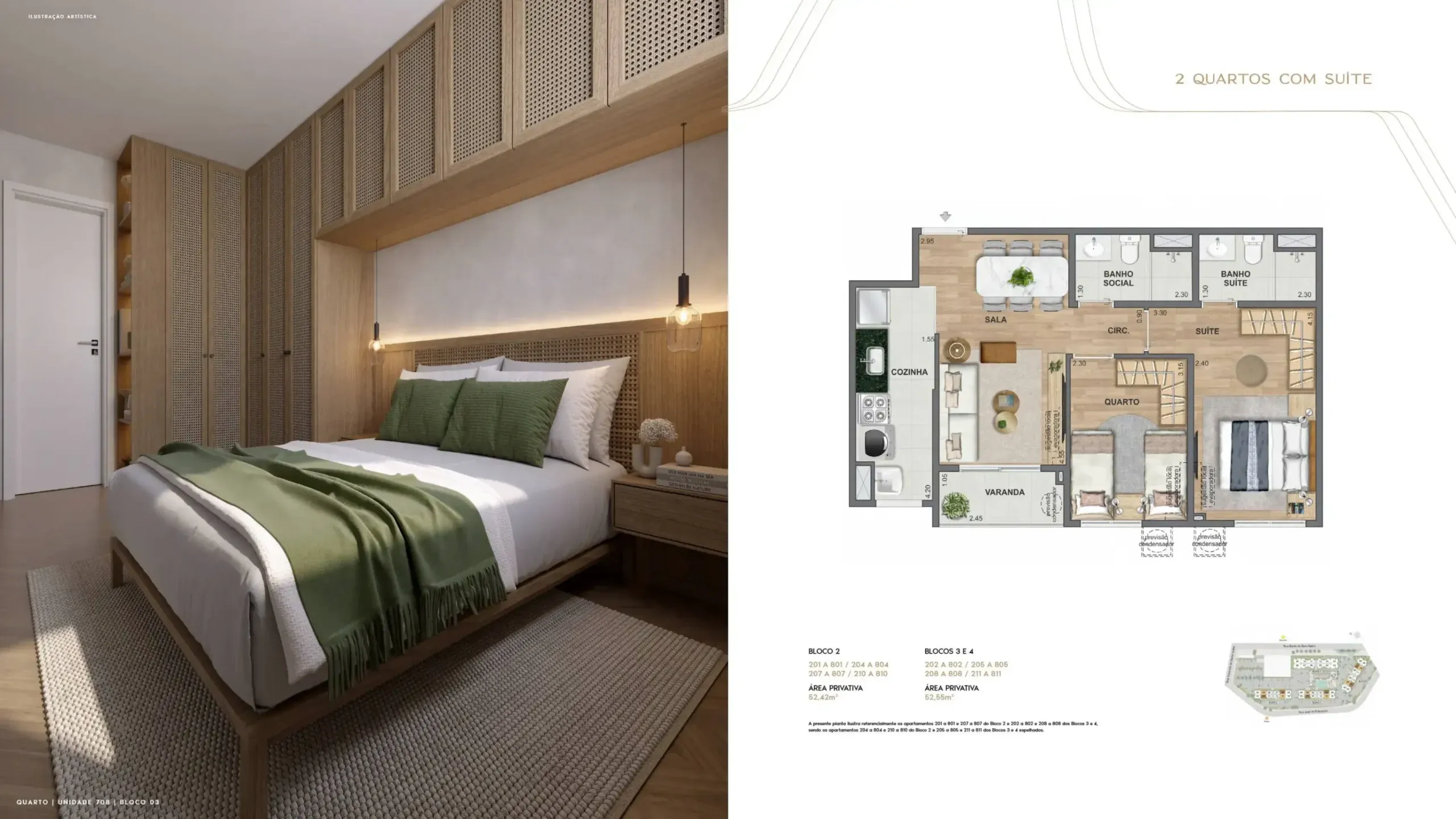 Planta 2 Quartos - Living Wellness Grajaú