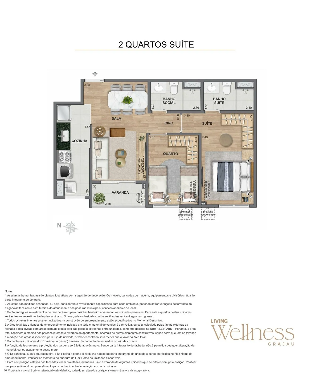 Planta 2 Quartos - Living Wellness Grajaú