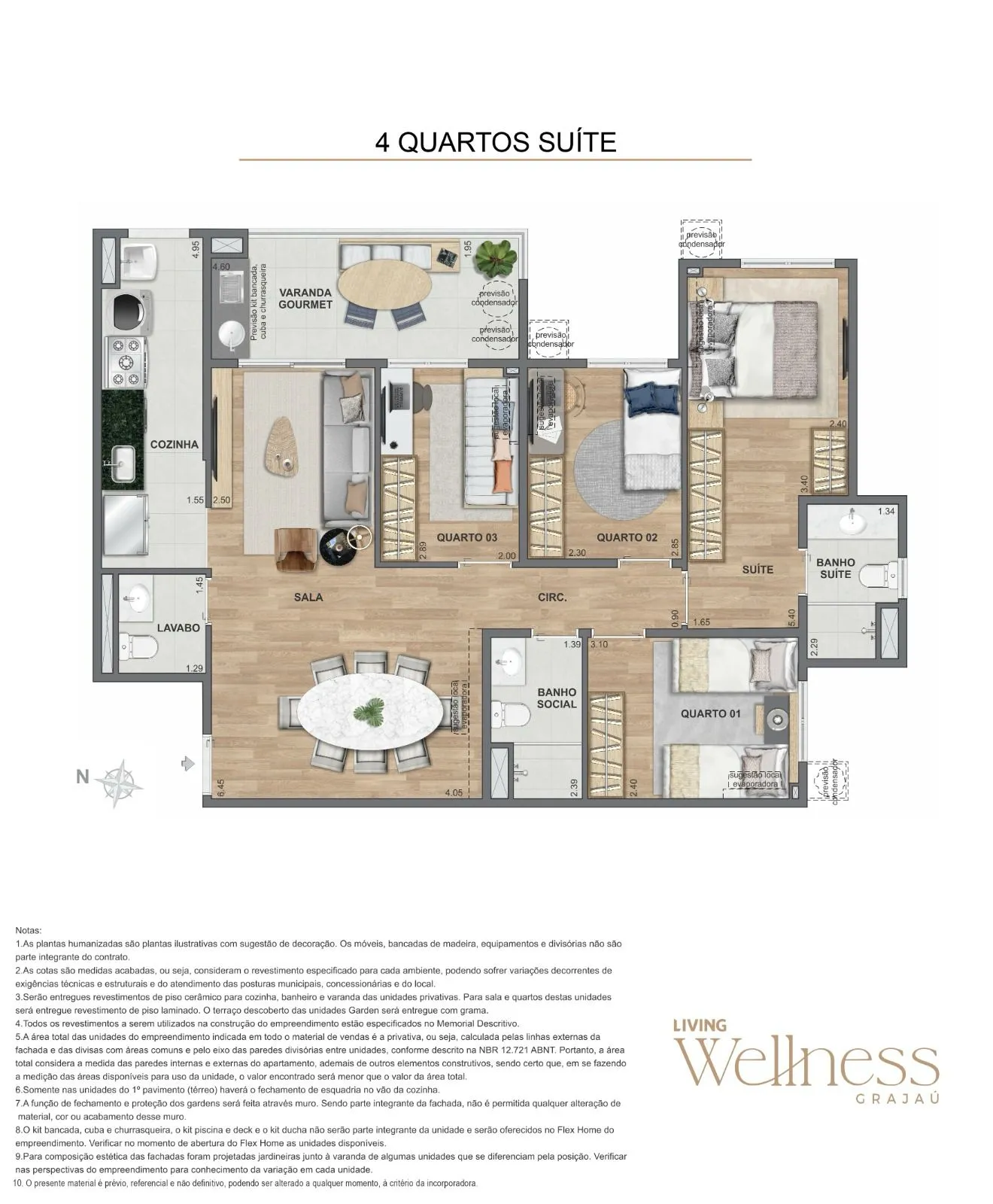Planta 4 Quartos - Living Wellness Grajaú